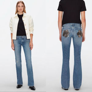 7 For All Mankind Maribel Original Bootcut Beaded floral Size 28 NWT $278